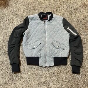 YOKI Outerwear Collection Quilted Knit‎ Zip Jacket Bomber Gray Junior Sz.XL(S-M)